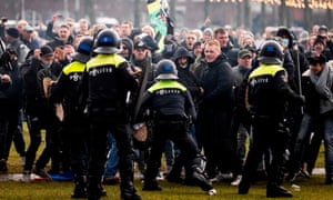 Dutch police clash with demonstrators in Amsterdam last weekend.