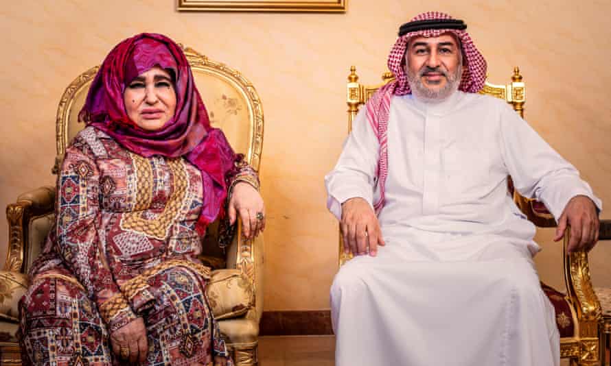 Alia Ghanem at home in Jeddah, Saudi Arabia, with her son Ahmad