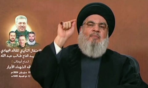 A screengrab of Hezbollah’s chief, Sayyed Hassan Nasrallah eiqetidrqittinv