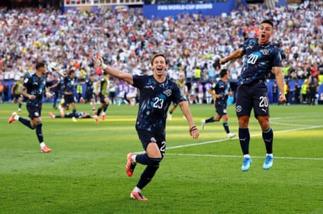 Paraguay celebrate after Jose Canale scored the winning penalty.