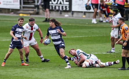 Bristol’s Benhard Janse van Rensburg evades a tackle during the Premiership match against Leicester in April