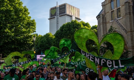 A silent march in west London last year in memory of the Grenfell Tower tragedy