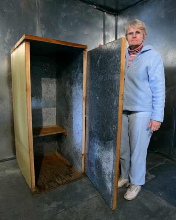 Mary Henderson, the office manager of the Wilhelm Reich Museum, displays an ‘orgone’ accumulator.