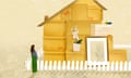Illustration of a woman standing outside a home that is being packed up home