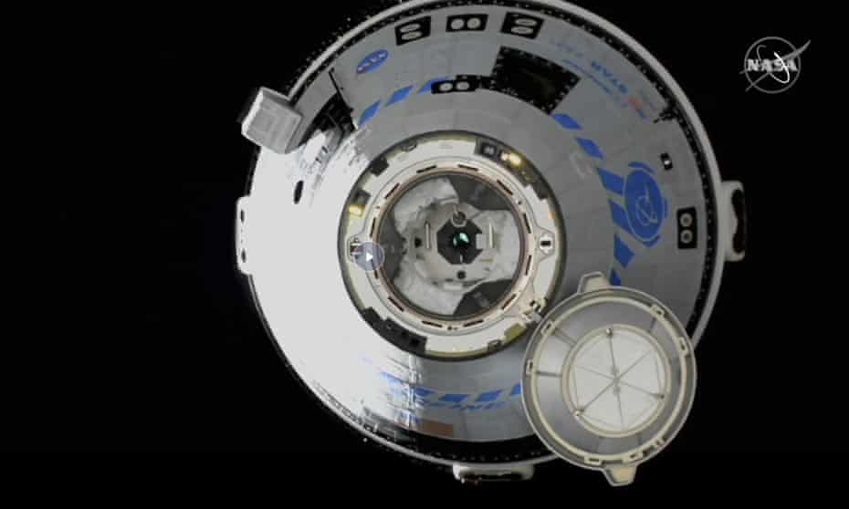 The Boeing Starliner approaching the International Space Station in the test flight