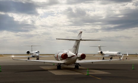 Private jets on the tarmac of Nice international airport.