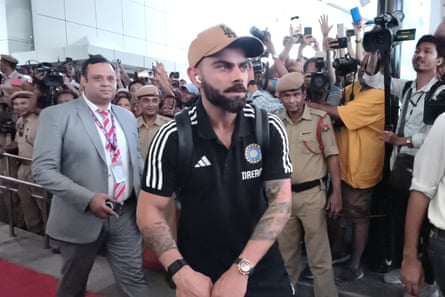Virat Kohli arrives at Lokpriya Gopinath Bordoloi airport for India’s warm-up match against England in Guwahati