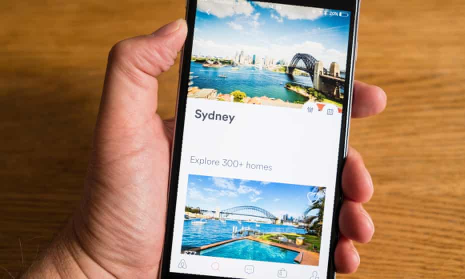 Airbnb app showing Sydney in Australia on a smart phone