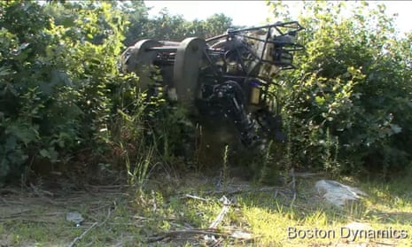 A Boston Dynamics LS3 tramping through the undergrowth.