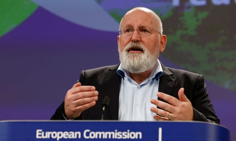Frans Timmermans speaks during a news conference  in Brussels, Belgium.