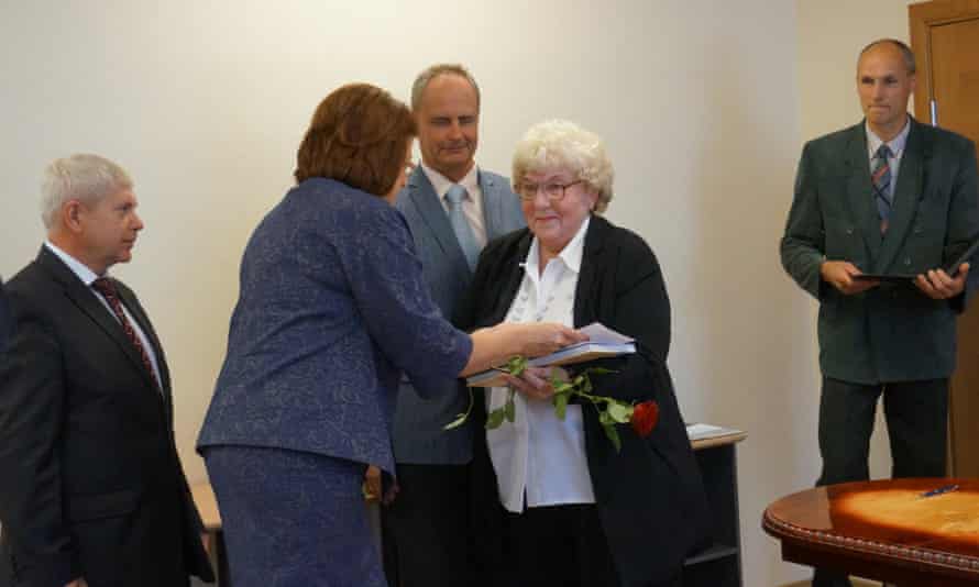 Zoja Saulite at naturalisation ceremony in Daugavpils, Latvia