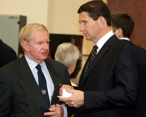 Vince Lester, left, with the then Queensland Nationals leader, Lawrence Springborg, in August 2006.