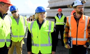 National leader Judith Collins tours construction work building a new wharf at the Port of Napier.
