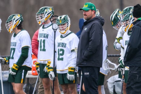Siena head coach Liam Gleason watches his team play against Quinnipiac last April in Colonie, New York.