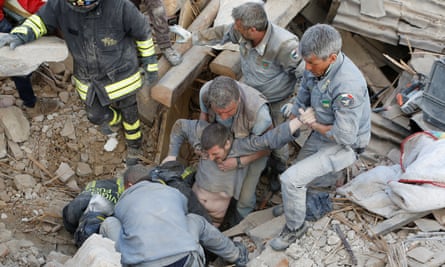 A man is rescued alive from in Amatrice