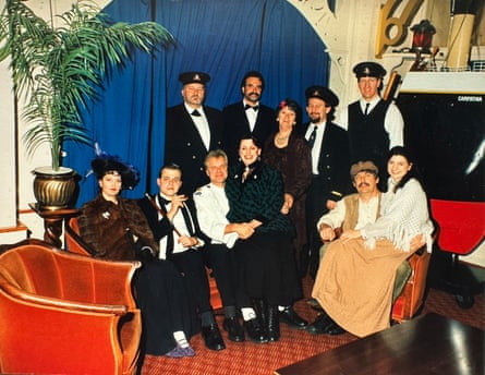 Tristan Lutze, second from left, with members of the Titanic Theatre Restaurant cast, circa 2000.