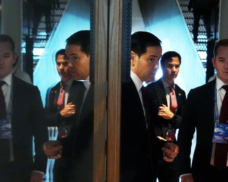 Marco Rubio arrives for a meeting with Turkish foreign minister Hakan Fidan on the sidelines of a meeting of Nato meeting.