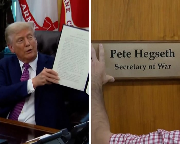 Trump rebrands the Pentagon as Department of War – video