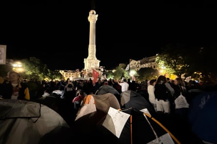 The tent camp in Rossio Square.