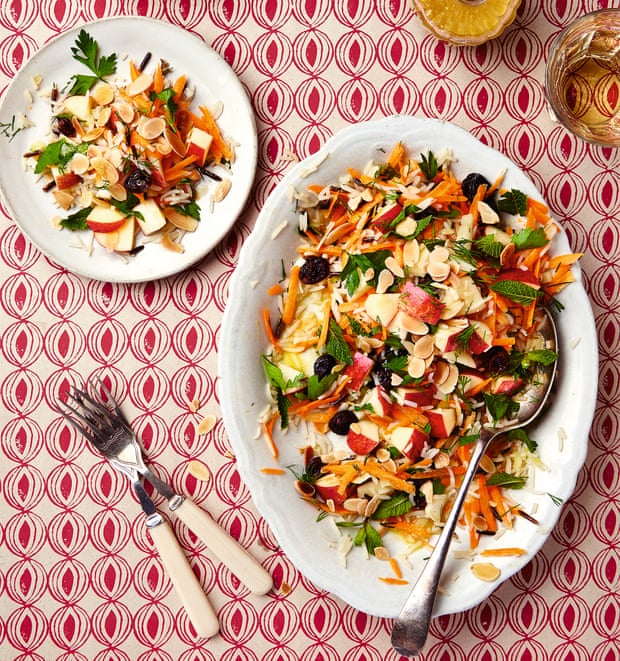 Thomasina Miers’ wild rice salad with apples, carrots, raisins and almonds