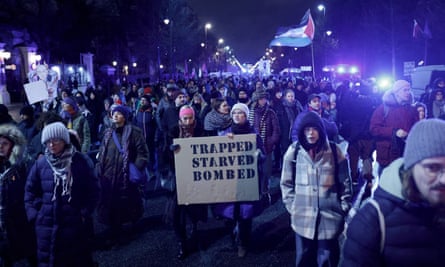 Protesters near the chancellery of the prime minister of Poland