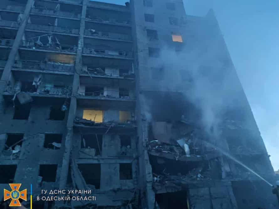 Ukraine’s state emergency services (SES) said 14 people had been killed and 30 injured – including three children – in the attack on the apartment building.