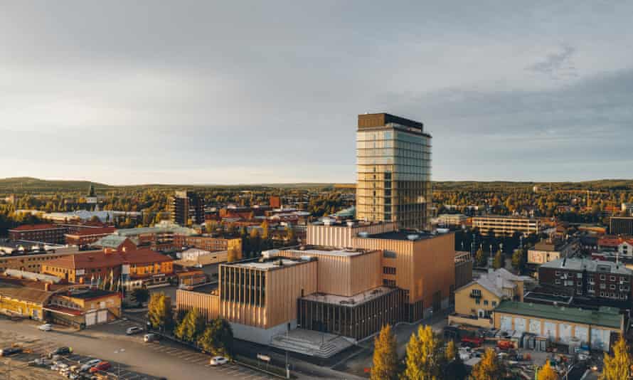 Stronger than steel … the Sara Cultural Centre topped with the Wood hotel