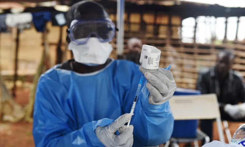 A Congolese health worker prepares to administer the Ebola vaccine in North Kivu.