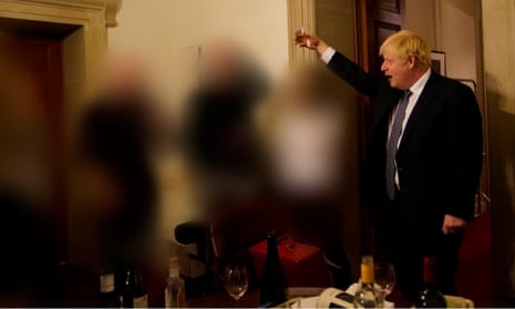 Boris Johnson at a gathering in No 10 for the departure of a special adviser in November 2020.