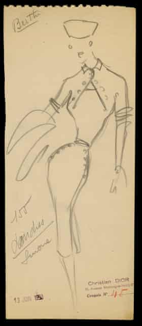 Sketch by Christian Dior for the model Londres, 1950.