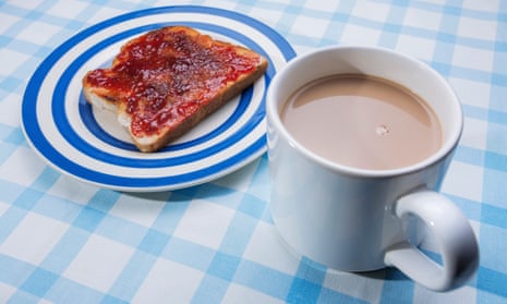 Toast and jam with tea