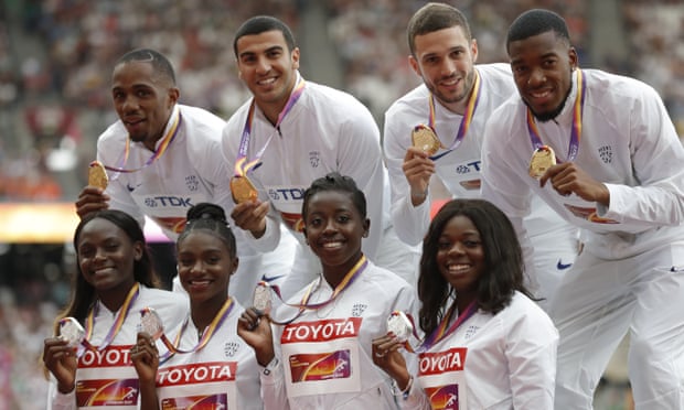 There was joy for both Great Britain’s men’s and women’s 4x100m relay squads, who won gold and silver medals respectively.