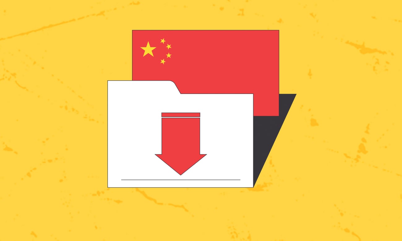 Illustration showing the Chinese flag in a file folder
