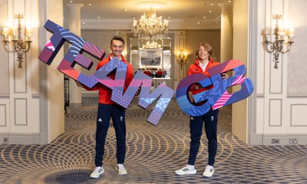 Triathletes Alex Yee and Beth Potter pose for a Team GB photo opportunity