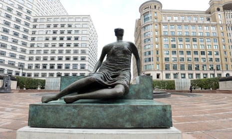 Henry Moore’s Draped Seated Woman, known as Old Flo, at Cabot Square in Canary Wharf