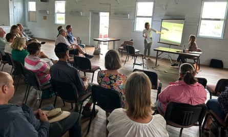 Environmental Defenders Office lawyer Revel Pointon speaking to landowners about what legal rights they have if they are approached by coal seam gas companies