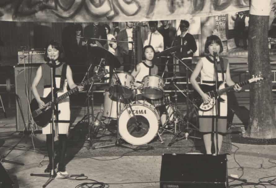 Shonen Knife performing at a festival in Osaka in 1984.