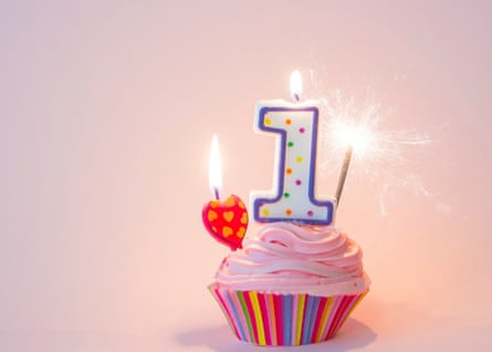 Cupcake with a 1 candle and sparklers