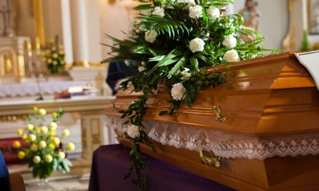 Coffin in a church