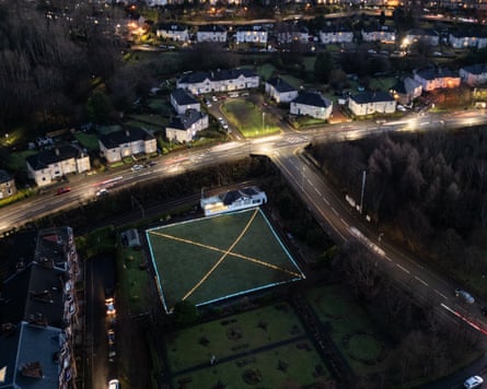 An aerial view of a football club
