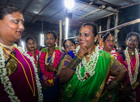 Karpakama with other trans women at Koovagam festival