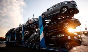 Cars leaving the Honda plant in Swindon.