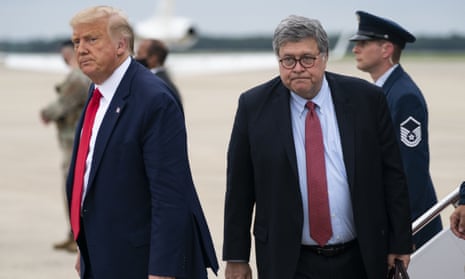 Donald Trump and William Barr at Andrews air force base in September 2020. 
