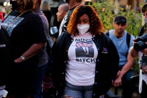 Tamika Palmer, visits a memorial for her daughter Breonna Taylor at Jefferson Square Park in Louisville.