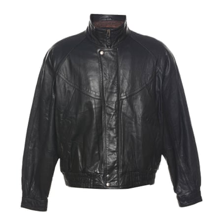 Vintage leather high collar black leather jacket