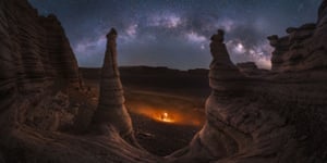 Lightning the Milky way - Xinjiang, China