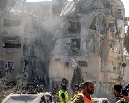 A destroyed apartment building