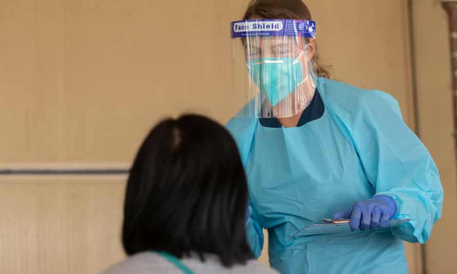 A woman is tested at a Berala testing clinic.