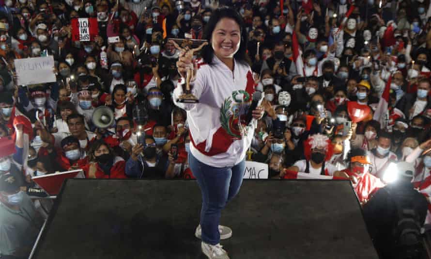 Keiko Fujimori attends a demonstration in Lima on Saturday.