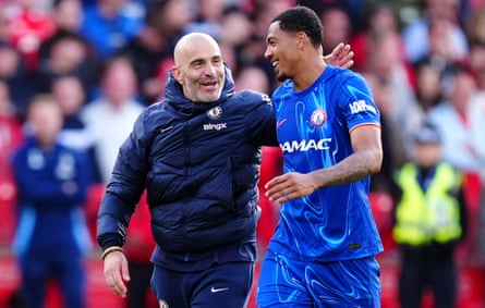Enzo Maresca celebrates with Levi Colwill